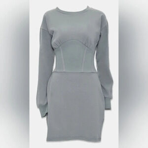 Sea Green Fleece Corset Stitching Mini Dress Size Small